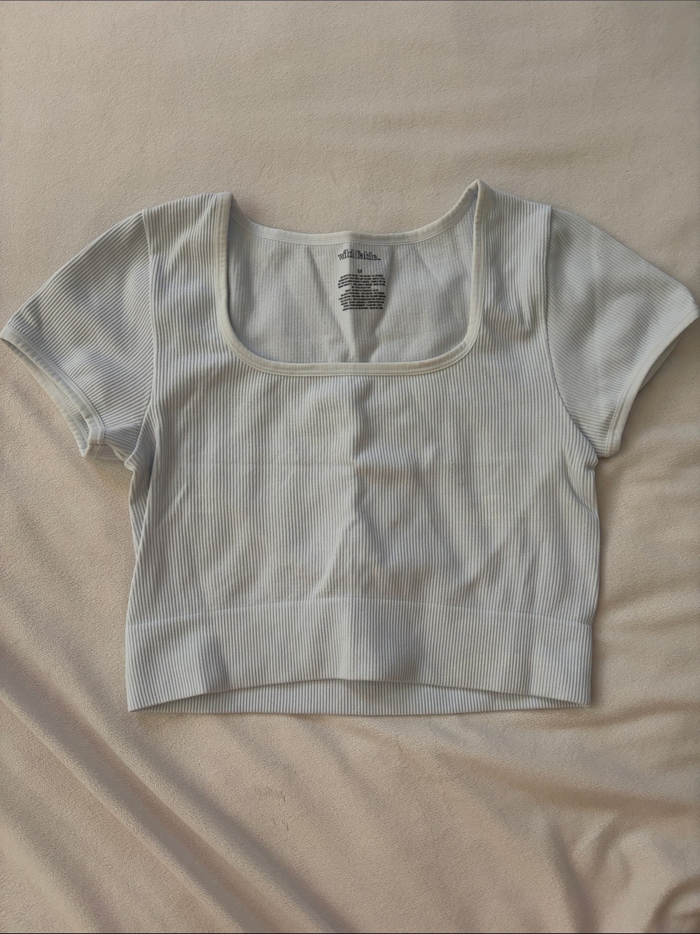 Wild Fable Ribbed Square-Neck Crop Top - Light Blue